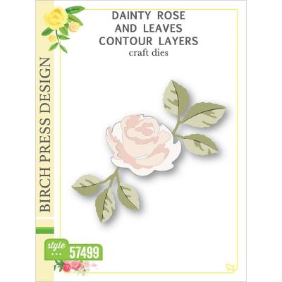Birch Press Design Dies - Dainty Rose & Leaves Contour Layers