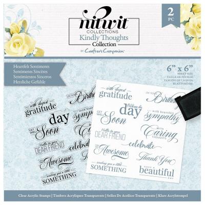 Crafter's Companion Kindly Thoughts Clear Stamps - Heartfelt Sentiments