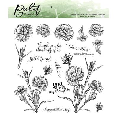 Picket Fence Studios Clear Stamp - Carnation Flower Garden