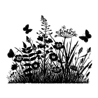 Crafty Individuals Rubber Stamp - Wild Flowers And Butterflies