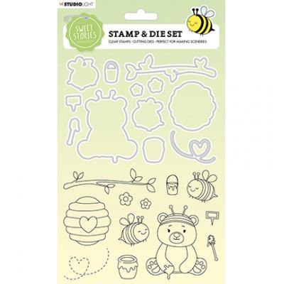 StudioLight Sweet Stories Nr.37 Stamps und Dies - Bear And Bees