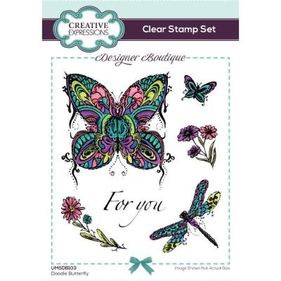 Creative Expressions Designer Boutique Clear Stamps - Doodle Butterfly