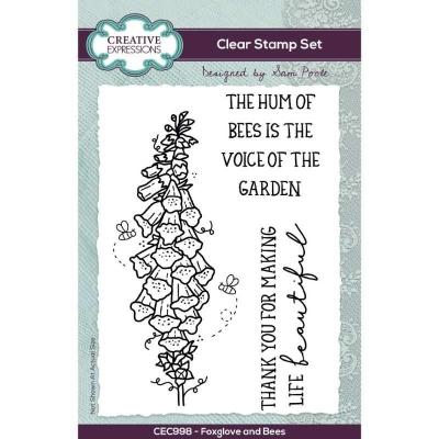 Creative Expressions Sam Poole Clear Stamps - Foxglove And Bees