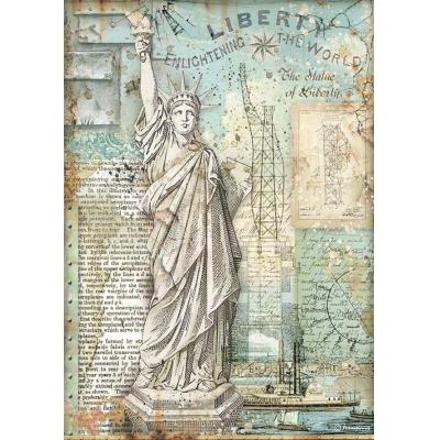 Stamperia Sir Vagabond Aviator Rice Paper - Statue Of Liberty - Reispapier