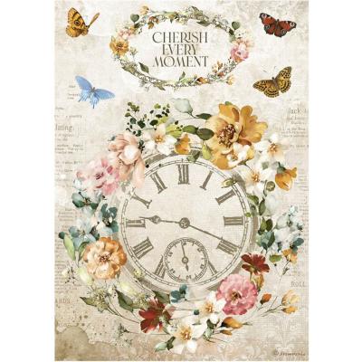 Stamperia Garden Of Promises Rice Paper - Cherish Every Moment Clock - Reispapier