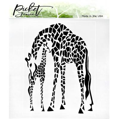 Picket Fence Studios Stencil - Momma And Baby Giraffes