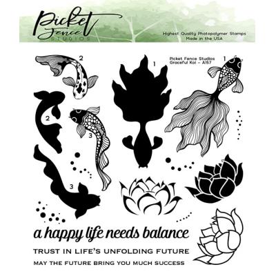 Picket Fence Studios Layering Clear Stamp - Graceful Koi