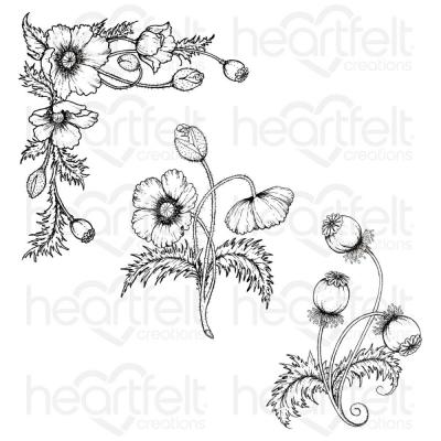 Heartfelt Creations Cling Rubber Stamp Set - Wild Poppy Accents