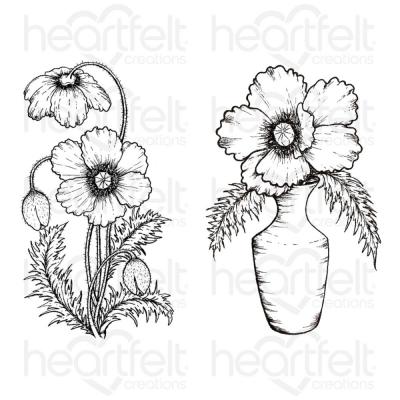 Heartfelt Creations Cling Rubber Stamp Set - Wild Poppy Bouquet