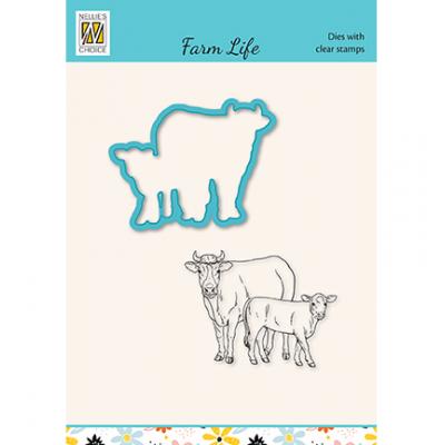 Nellie's Choice Clear Stamp und Die - Cow And Calf