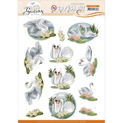 Find It Trading Amy Design Elegant Swans Punchout Sheet - Love Swans