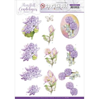 Find It Trading Jeanine's Art Heartfelt Condolences Punchout Sheet - Purple Flowers