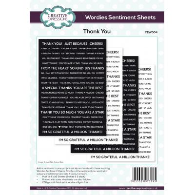Creative Expressions Wordies Sentiment Sheets - Thank You