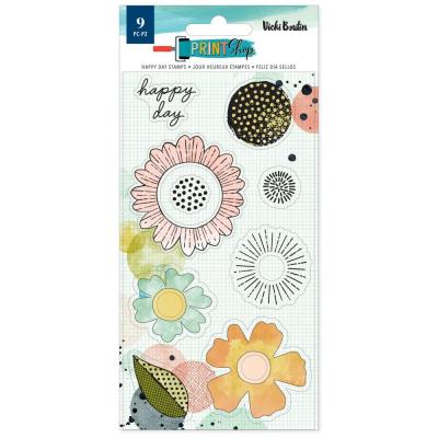 American Crafts Vicki Boutin Print Shop Clear Stamps - Happy Day