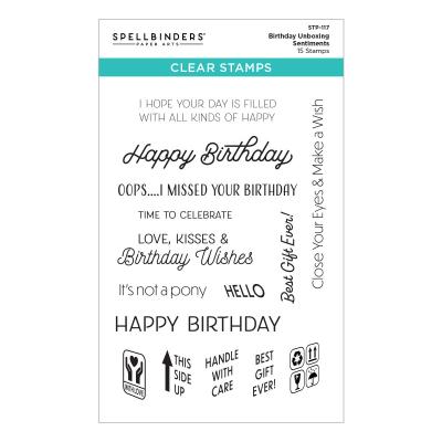 Spellbinders Clear Stamps - Birthday Unboxing Sentiments