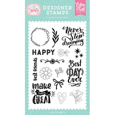 Echo Park All About A Girl Clear Stamps - Never Stop Dreaming