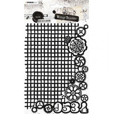 StudioLight Vintage Treasures Nr.116 Stencil - Grid And Gears