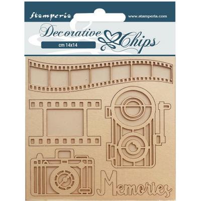 Stamperia Our Way Decorative Chips Embellishments - Memories