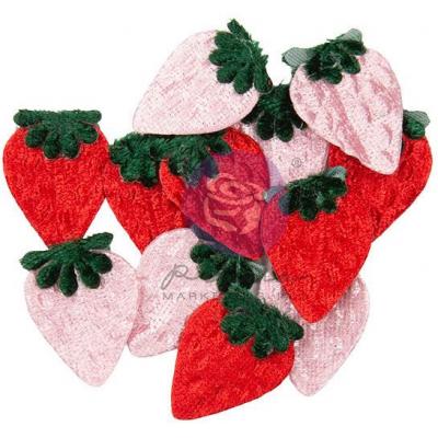 Prima Marketing Strawberry Milkshake Embellishments - Velvet Strawberries