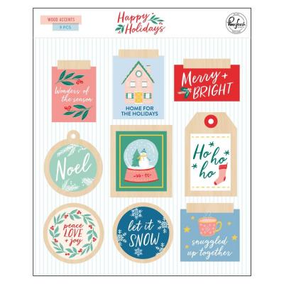 Pinkfresh Studio Happy Holidays Sticker - Wood Accent