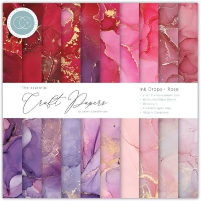 Craft Consortium Designpapier - Ink Drops Rose  Paper Pad