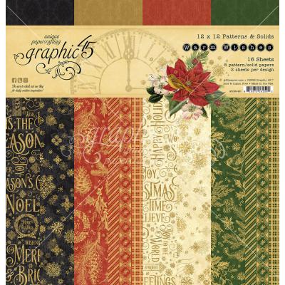 Graphic 45 Warm Wishes Designpapiere - Patterns & Solids Paper Pad