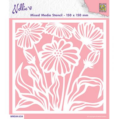 Nellies Choice Mixed Media Stencil - Flowers I