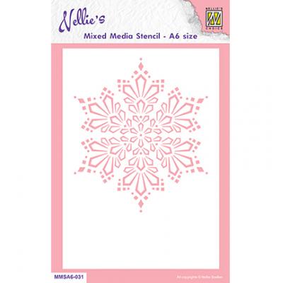 Nellies Choice Mixed Media Stencil - Christmas Snow Crystal