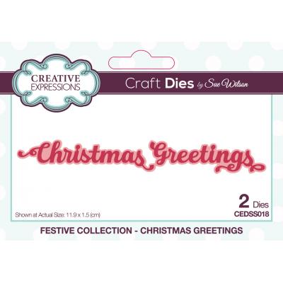 Creative Expressions Sue Wilson Craft Dies - Festive Shadowed Sentiments Christmas Greetings