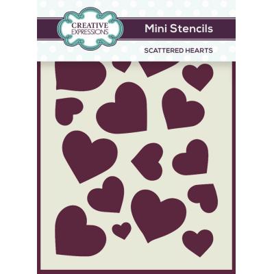 Creative Expressions Mini Stencils - Scattered Hearts