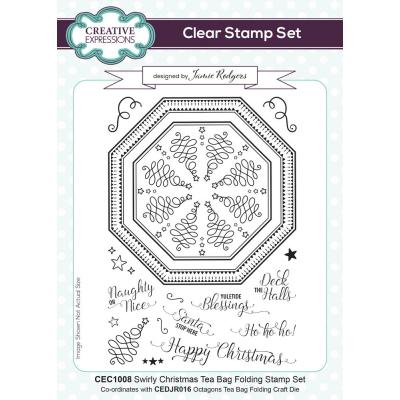 Creative Expressions Jamie Rodgers Clear Stamps - Tea Bag Folding Swirly Christmas