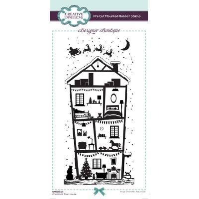 Creative Expressions Slimline Rubber Stamp - Christmas Town House