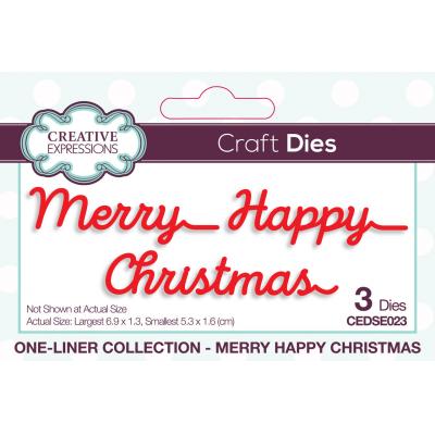 Creative Expressions One-liner Collection Craft Dies - Merry Happy Christmas