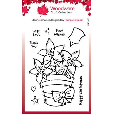 Woodware Clear Stamps - Potted Poinsettias
