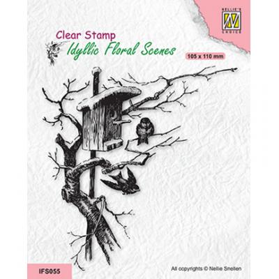 Nellie's Choice Clear Stamp - Nesting Box With Birds