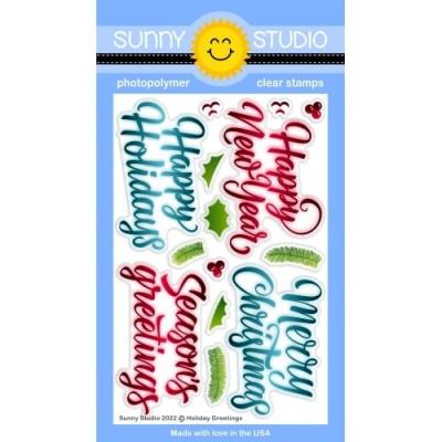 Sunny Studio Clear Stamps - Holiday Greetings