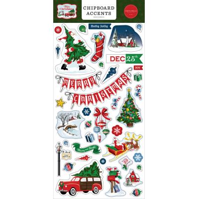 Carta Bella White Christmas Sticker - Chipboard Accents