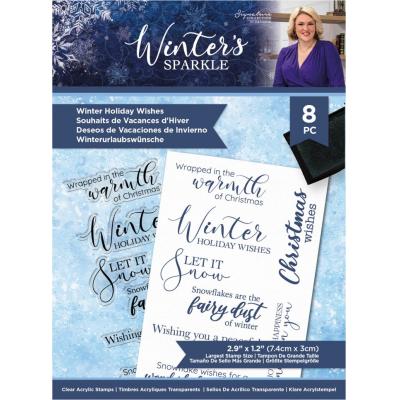 Crafter's Companion Winter's Sparkle Clear Stamps - Winter Holiday Wishes