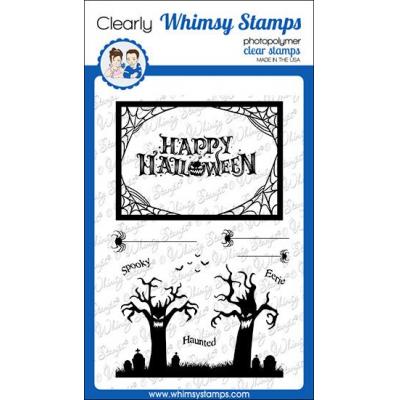 Whimsy Stamps Deb Davis Clear Stamps - ATC Halloween Scene