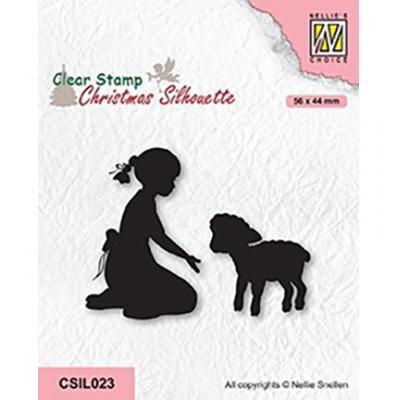 Nellie's Choice Clear Stamp - Girl With Lamb