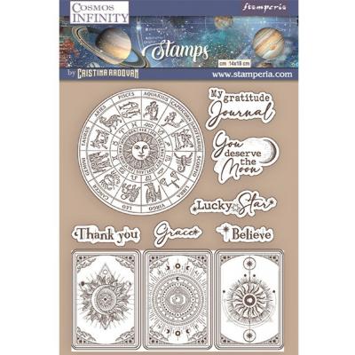 Stamperia Cosmos Infinity Rubber Stamps - Zodiac And Cards