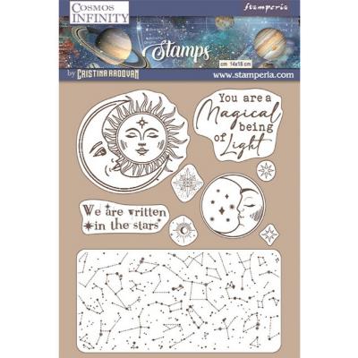 Stamperia Cosmos Infinity Rubber Stamps - Sun And Moon