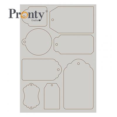 Pronty Grey Chipboard Die Cut - Labels