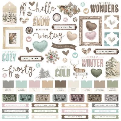 Simple Stories Winter Woods Sticker - Cardstock Stickers Combo