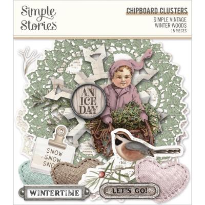 Simple Stories Winter Woods Die Cuts - Chipboard Clusters