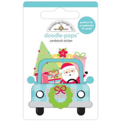 Doodelbug Candy Cane Lane Doodle-Pops Sticker - Here Comes Santa