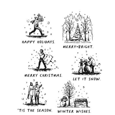 Stampers Anonymous Tim Holtz Cling Stamps - Holiday Sketchbook