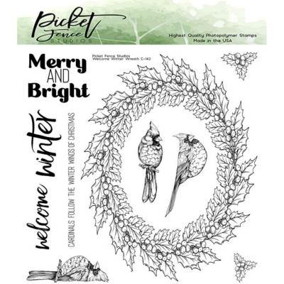 Picket Fence Studios Clear Stamps - Welcome Winter Wreath
