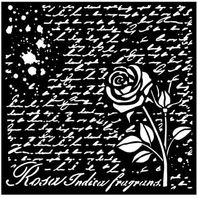 Stamperia Rose Parfum Stencil - Manuscript With Rose