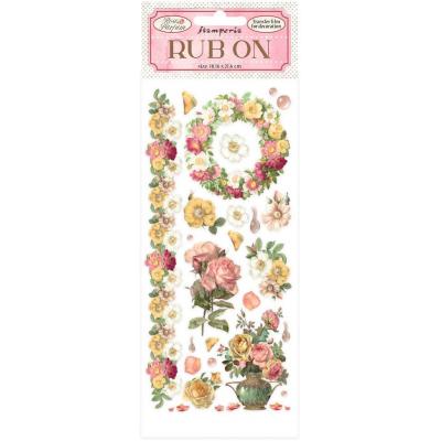 Stamperia Rose Parfum Sticker - Flowers And Garland Rub-On